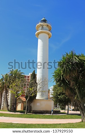 Lighthouse along the promenade at Torre del Mar on the Costa Del Sol, Andalucia, Spain