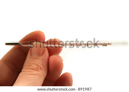 person holds thermometer to read temperature