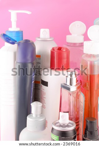 different beauty product bottles showing their nozzles