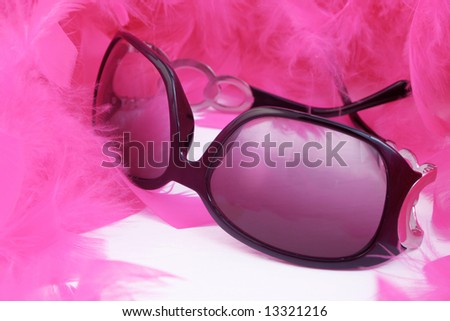 glamorous pink feather boa and stylish sunglasses