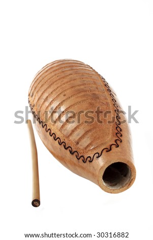 Latin Rhythm Percussion Instruments Like A Guiro On A White Background ...