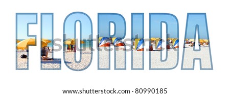 Florida Text With Different Beaches In The Letters Stock Photo 80990185 ...