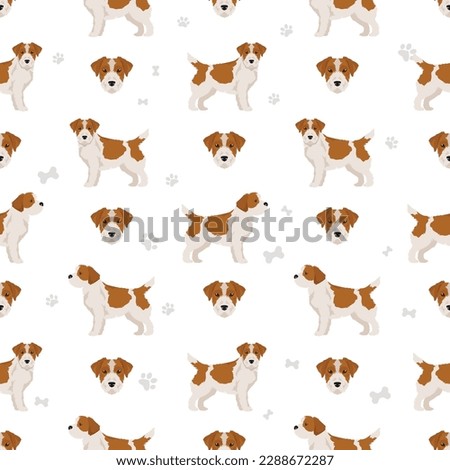 Jack Russel terrier seamless pattern.  Vector illustration