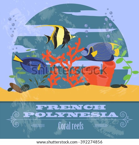 French Polynesia. Retro styled image. Vector illustration