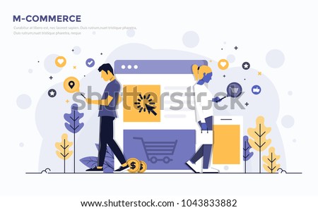 Modern Flat design people and Business concept for M-Commerce, easy to use and highly customizable. Modern vector illustration concept, isolated on white background.