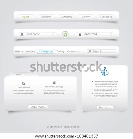 Web design navigation set. Vector