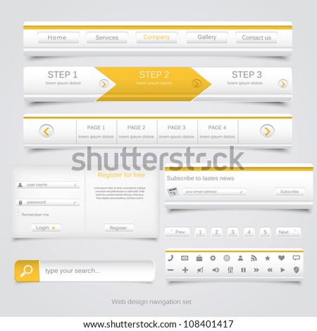 Web design navigation set. Vector