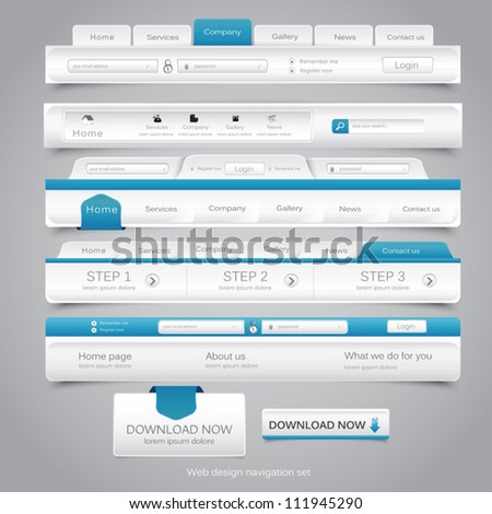 Web design navigation set. Vector