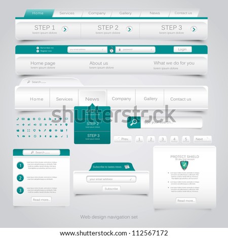 Web design navigation set. Vector