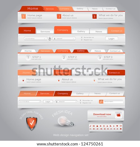 Web design navigation set. Vector