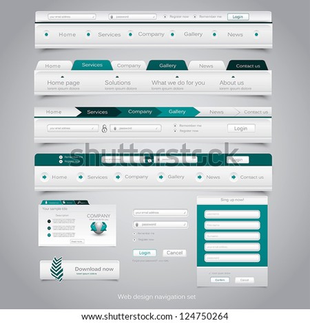 Web design navigation set. Vector