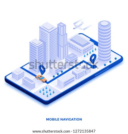 Modern flat design isometric illustration of Mobile Navigation. Can be used for website and mobile website or Landing page. Easy to edit and customize. Vector illustration