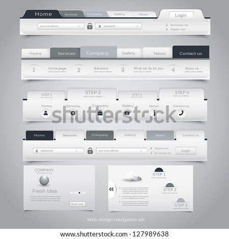 Web design navigation set. Vector