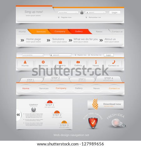 Web design navigation set. Vector