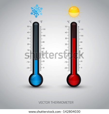 Thermometer icon. Vector. Celsius and Fahrenheit. measuring hot and cold temperature