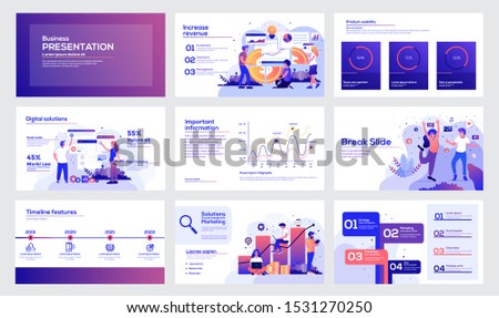 Presentation slide templates and business brochures. Set of modern minimal infographic elements for web, print, magazine, flyer, brochure, media, marketing and advertising concepts. Vector