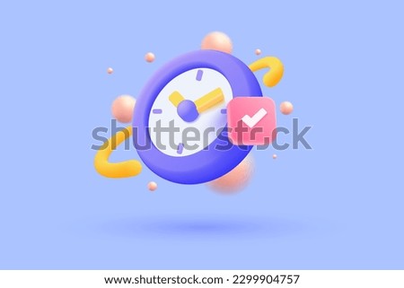 3d alarm clock icon for success delivery concept. 3d time watch minimal for manage concept of time, service and support around clock. 3d vector rendering illustration