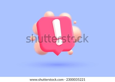 3d pink danger attention bell or pink emergency notifications alert on rescue warning 3d icon. Alert important for security urgency concept. 3d vector render illustration