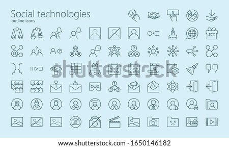 Social technologies outline iconset. Was created with grids for pixel perfect.