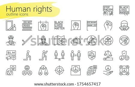 Human rights outline iconset. Icons for web, mobile app, presentation and other. Was created with grids for pixel perfect.