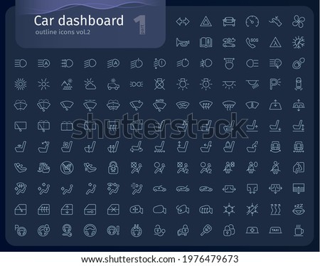 Car dashboard outline icons for web, mobile apps, presentations and others