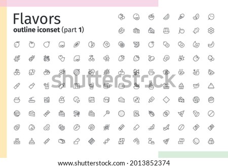 Flavors outline icons for web, mobile apps, print projects. Was created with grids and masks for pixel perfect.