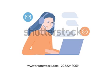 Girl in call center flat illustration