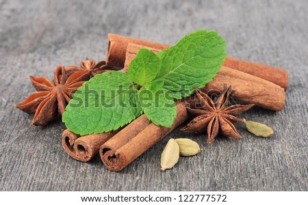 Spice with mint closeup