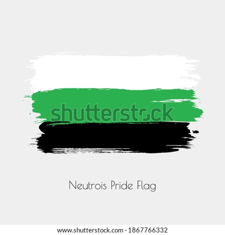 Neutrois lgbt vector watercolor flag. Hand drawn ink dry brush stains, strokes, stripes, horizontal lines isolated on white background. Painted colorful symbol of non-binary, pride, rights equality.