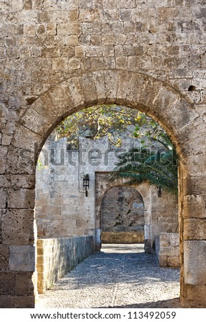 Rhodes medieval city castle entrance