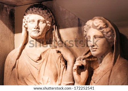 Ancient greek female statue portrait