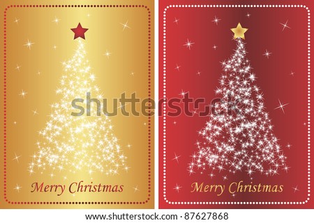 Set Of Romantic Christmas Tree Made Of Stars Stock Vector Illustration