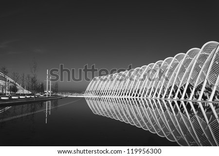ATHENS, GREECE - NOV 19: The Olympic Velodrome at the Athens Olympic Sports Complex designed by the famous spanish architecture Santiago Calatrava on November 19, 2012 in Athens, Greece