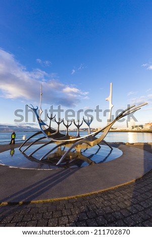 The Sun Voyager (Solfar) sculpture in Reykjavik Iceland