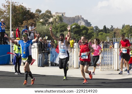 ATHENS,GREECE - NOV 9: 32nd Athens Classic Marathon.Over 35,000 athletes from dozens of countries took part in the classic marathon ,November 9, 2014 in Athens,Greece