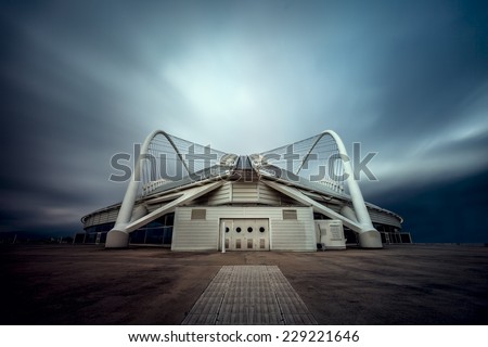 ATHENS, GREECE -NOV 1: The Olympic Velodrome at the Athens Olympic Sports Complex designed by the famous spanish architecture Santiago Calatrava on November 1, 2014 in Athens, Greece