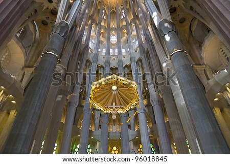 BARCELONA,SPAIN - JAN 29: details from La Sagrada Familia,world\'s famous Gaudi\'s masterpiece, Barcelona January 29, 2012 in Barcelona,Spain