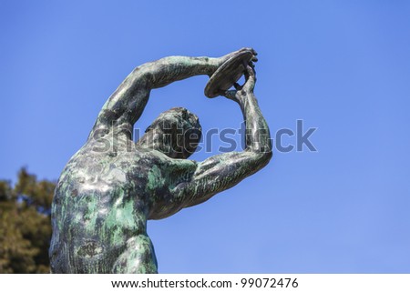 bronze discobolus from the Panathenaic Stadium in Athens (that hosted the first modern Olympic Games in 1896)