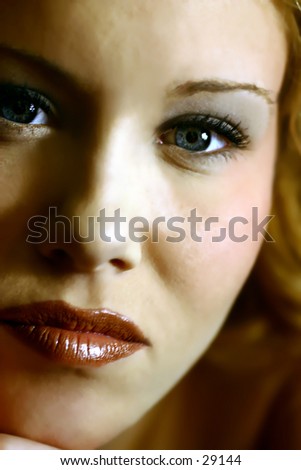 People - Pretty Young Woman - Head and Face - Serious Stare