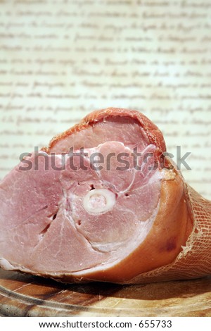Meat, Whole Ham on Carving Board, Pork