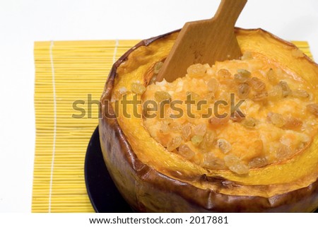 Pumpkin squash in a baked pumpkin