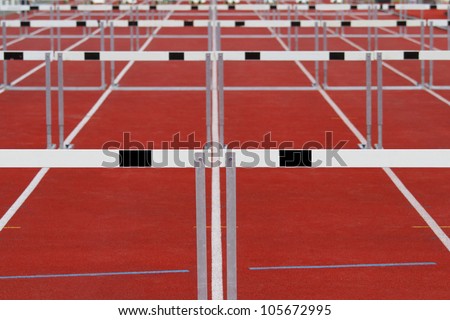Group of track and field hurdles