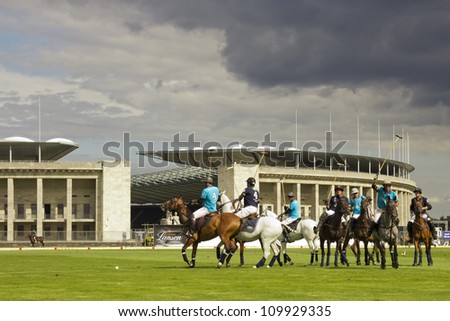 BERLIN- AUGUST 12- Unidentified Polo players in fast action at \