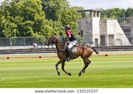 BERLIN- AUGUST 12- Unidentified Polo player in fast action at 