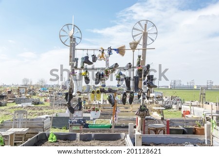 BERLIN, GERMANY- APRIL 23,  2013: Urban gardening construction in the shut down and for public opened airport \