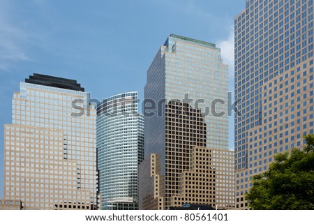 The skyscrapers of the financial district in New York