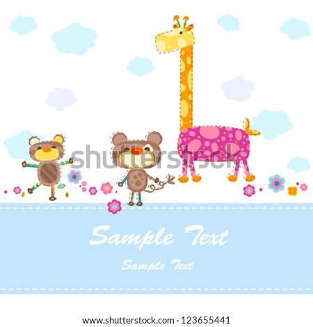 baby invitation card with cute animals