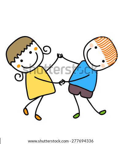 Girl And Boy Holding Their Hands Stock Vector Illustration 277694336 ...