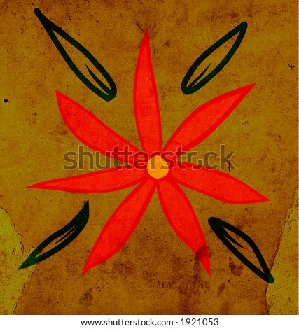 flower and leaves on old scraped paper. visit my gallery and see all the series!