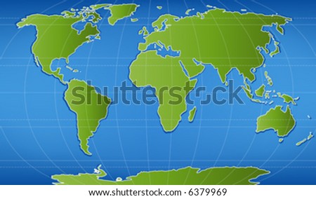 Illustration Of World Map With Latitudinal And Longitudinal Lines ...